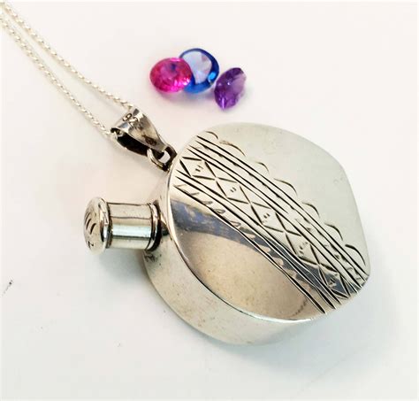 sterling silver perfume bottle necklace